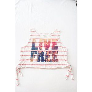 FRZ Live Free Pink Stripped Tie  Crop Top Size M